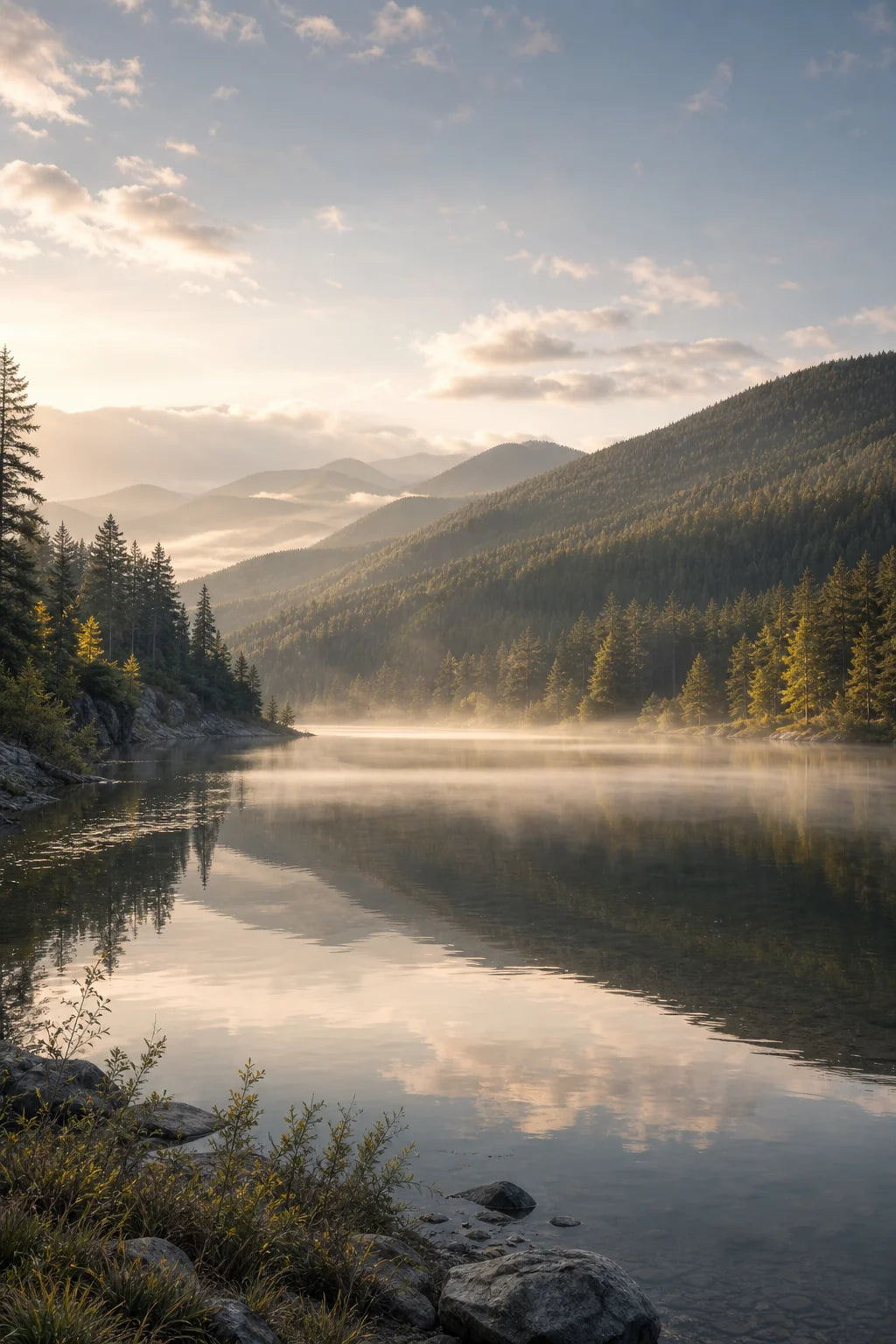 Motivvorschau „Morgennebel am Spiegelsee“ für Küchenrückwand