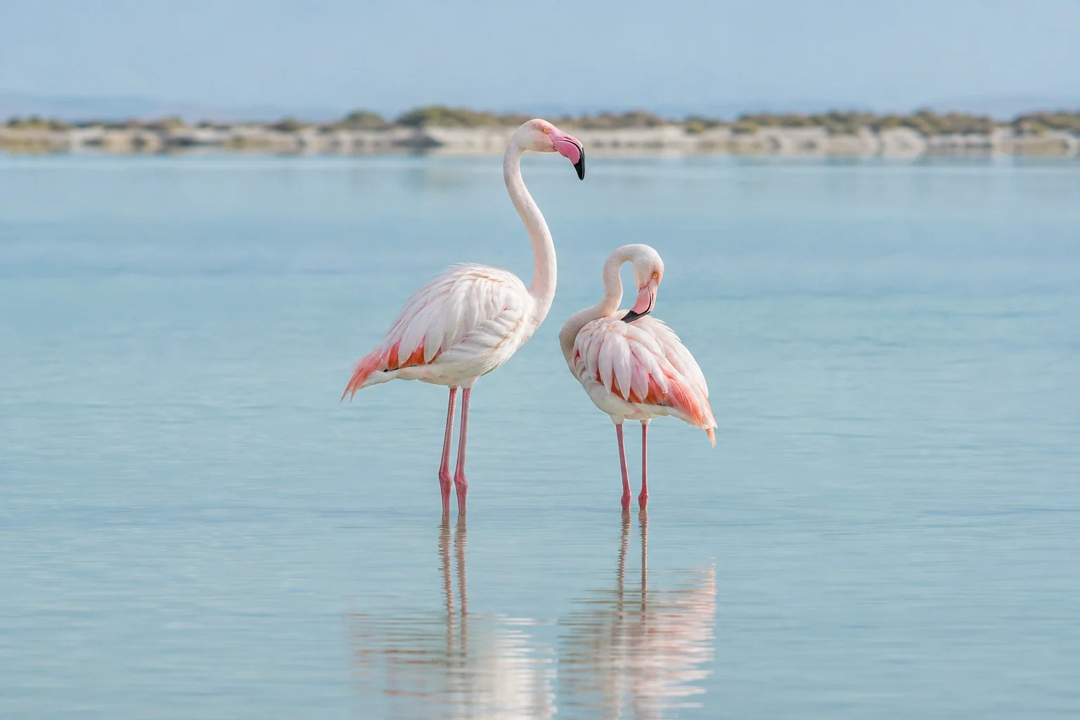 Motivvorschau „Flamingopaar im stillen Wasser“ für Küchenrückwand