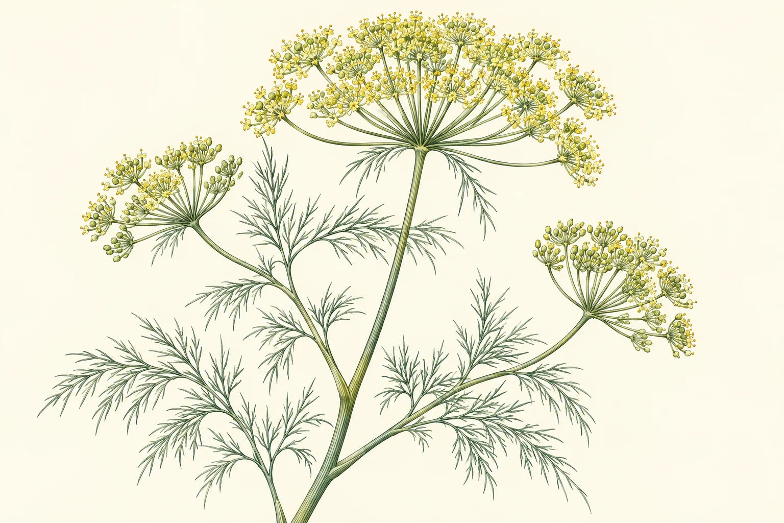 Motivvorschau „Dill mit feinen Dolden – Botanischer Stich“ für Küchenrückwand