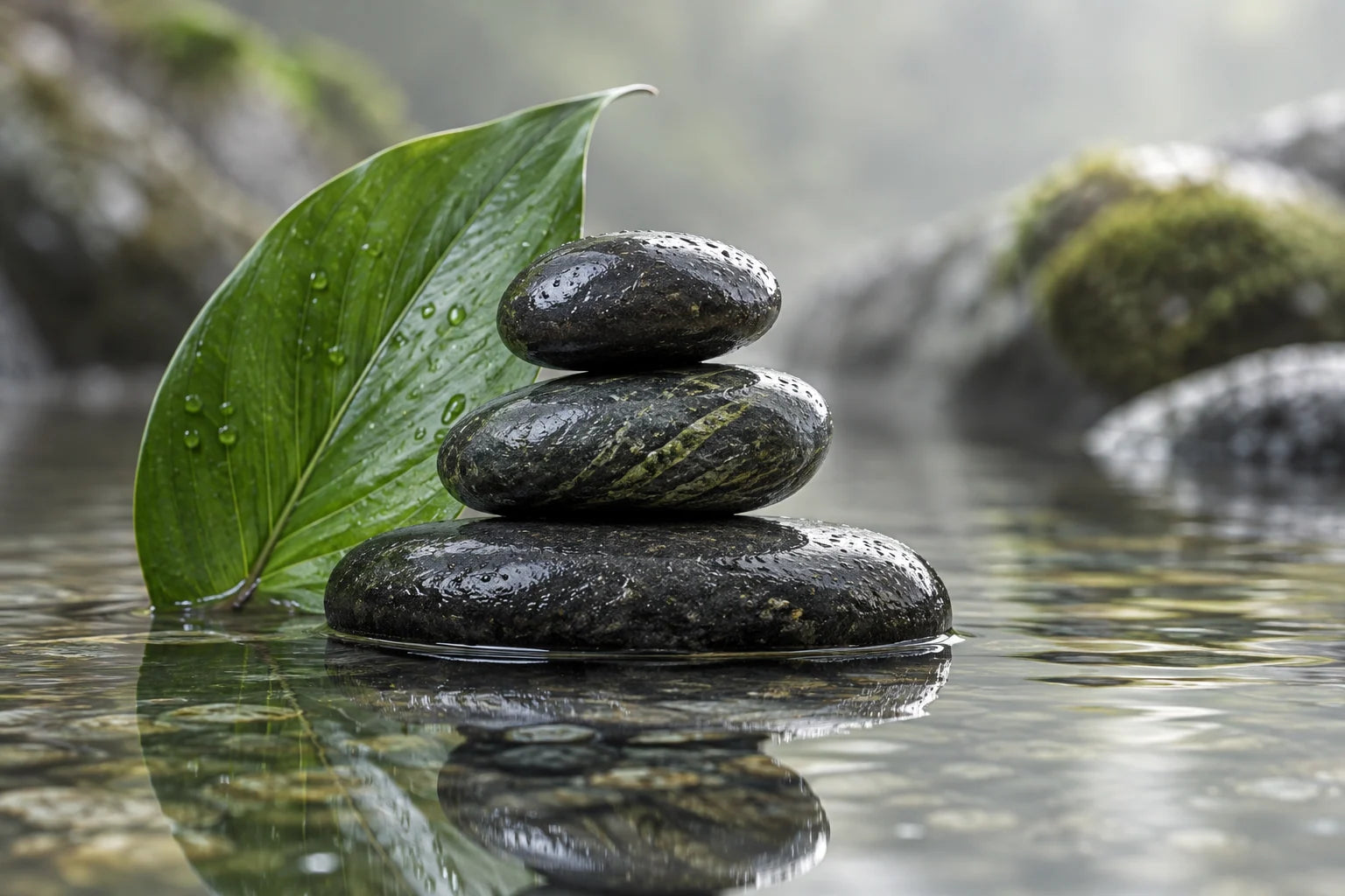 Motivvorschau „Basaltsteine im stillen Becken“ für Küchenrückwand