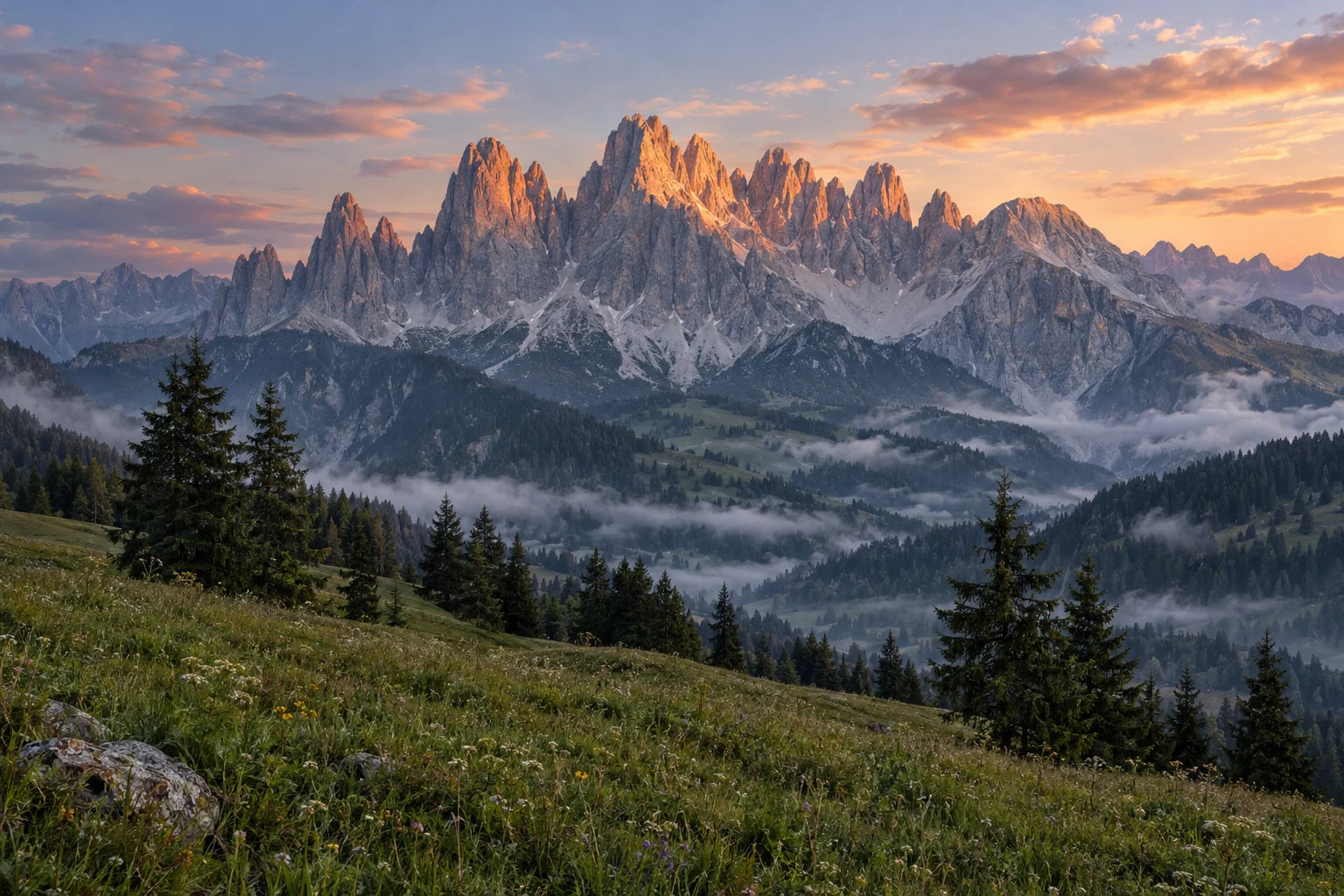 Motivvorschau „Dolomiten im Alpenglühen“ für Küchenrückwand