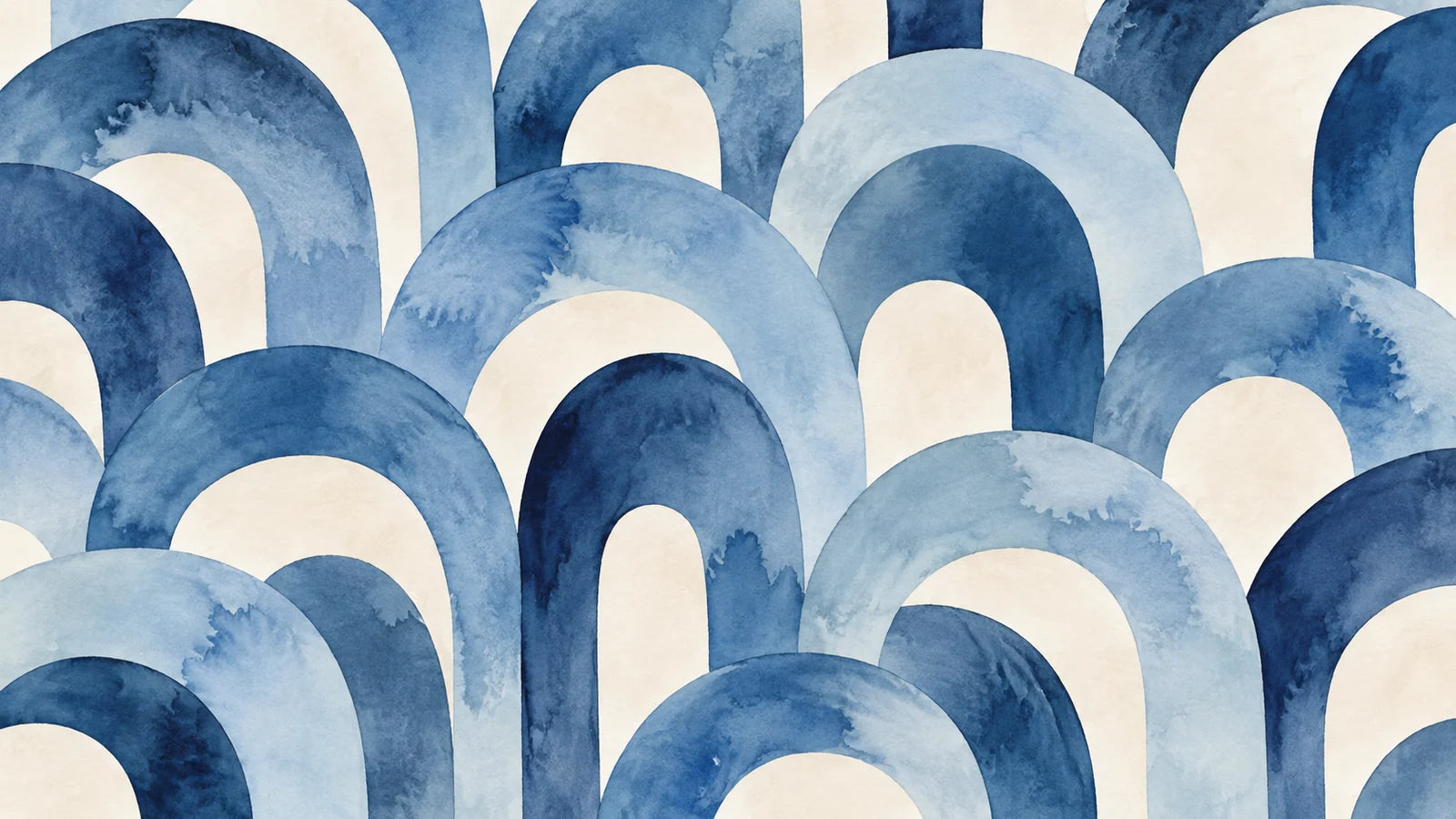 Motivvorschau „Blaue Aquarellbögen“ für Duschrückwand