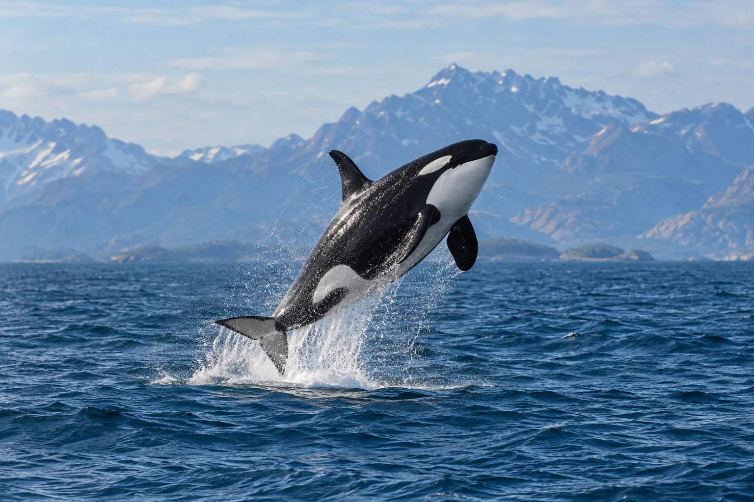 Motivvorschau „Orca im Sprung vor Norwegens Küste“ für Küchenrückwand