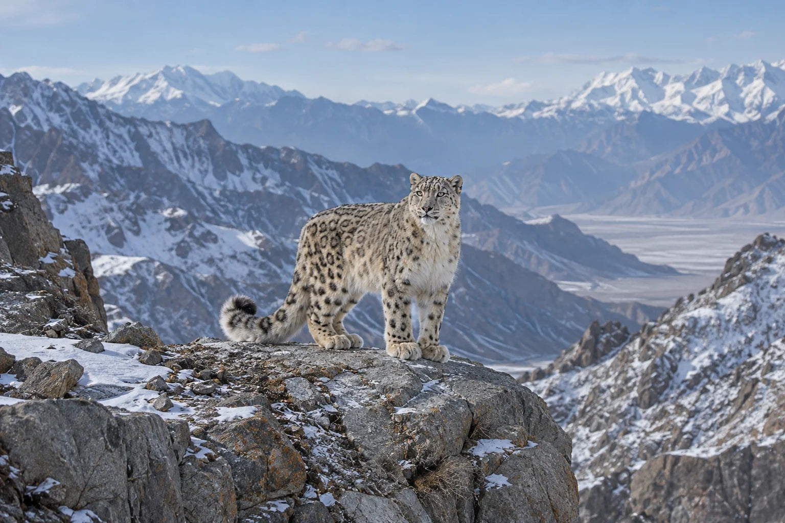 Motivvorschau „Schneeleopard auf Himalayafelsen“ für Küchenrückwand