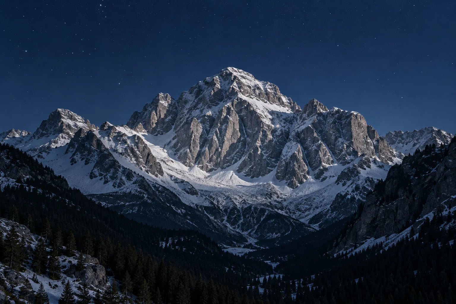 Motivvorschau „Bergmassiv unter klarem Nachthimmel“ für Küchenrückwand