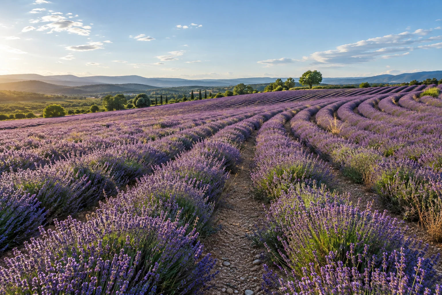 Motivvorschau „Lavendelfeld unter hellem Sommerhimmel“ für Küchenrückwand