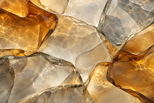 Motivvorschau „Bernsteinglas in transparenten Schichten“ für Duschrückwand