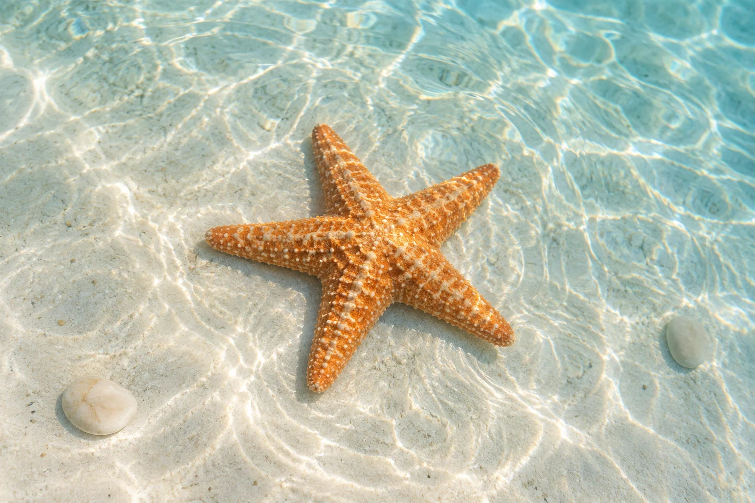 Motivvorschau „Seestern im türkisblauen Flachwasser“ für Duschrückwand