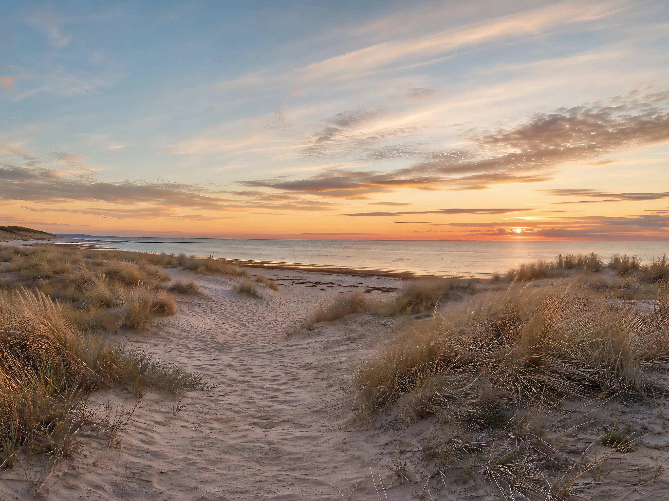 Duschrückwand „Dünenweg zum Abendmeer“ – neutrales Motiv für die eigene Gestaltung