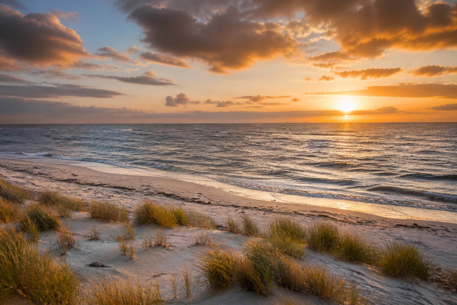 Motivvorschau „Abendglut über stillem Meer“ für Duschrückwand