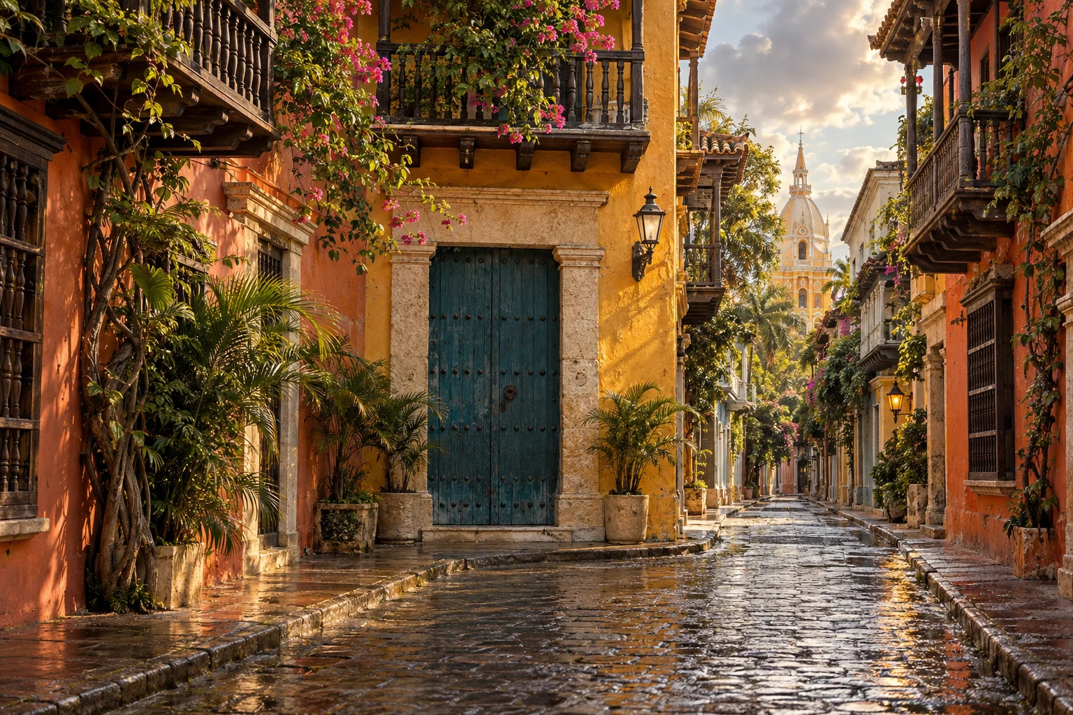 Motivvorschau „Cartagena im ersten Abendlicht“ für Duschrückwand
