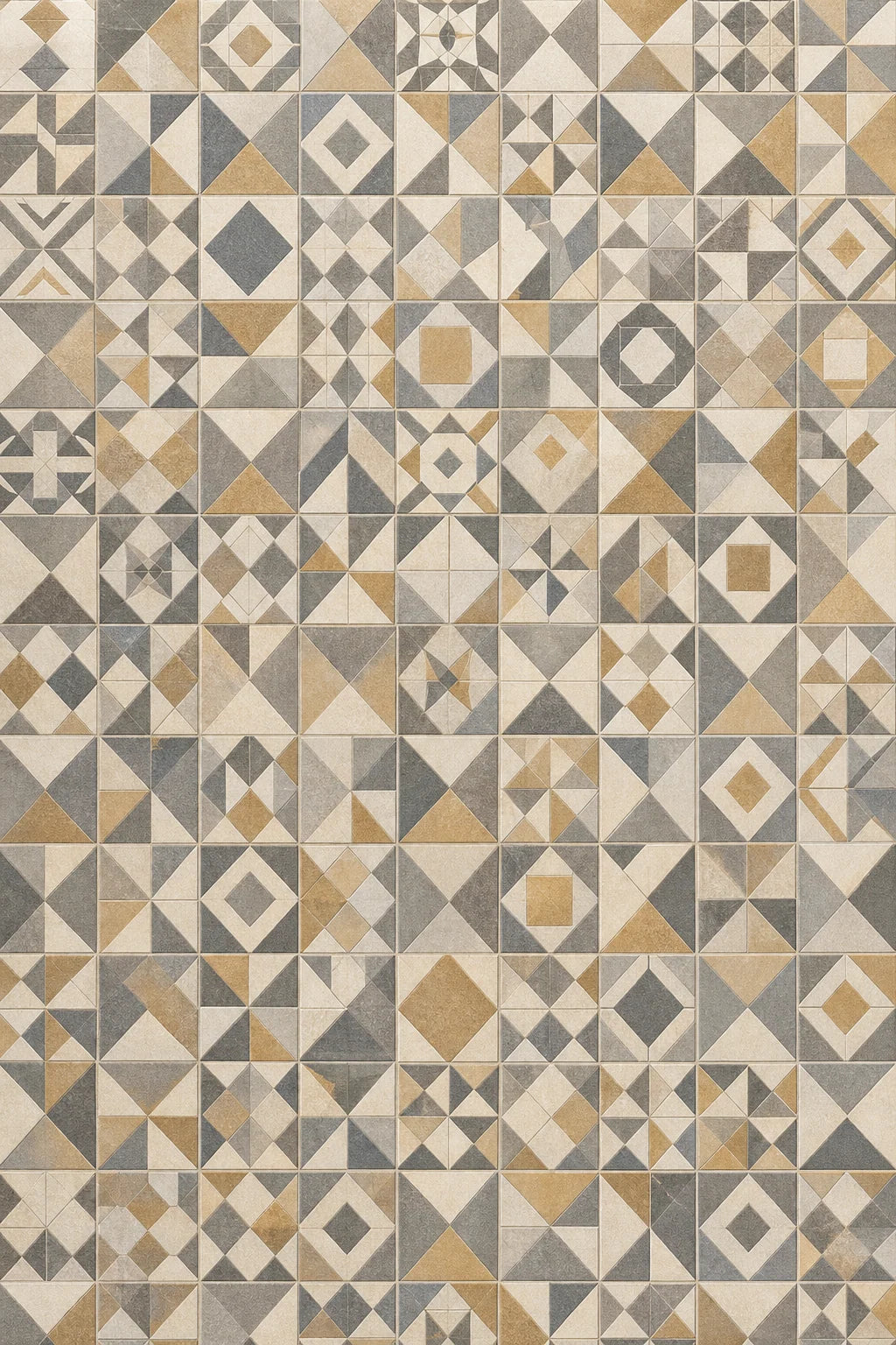 Motivvorschau „Leises Ockerpatchwork“ für Duschrückwand