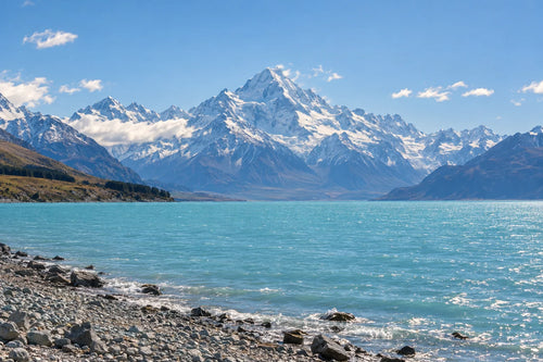 Motivvorschau „Aoraki über dem Gletschersee“ für Duschrückwand