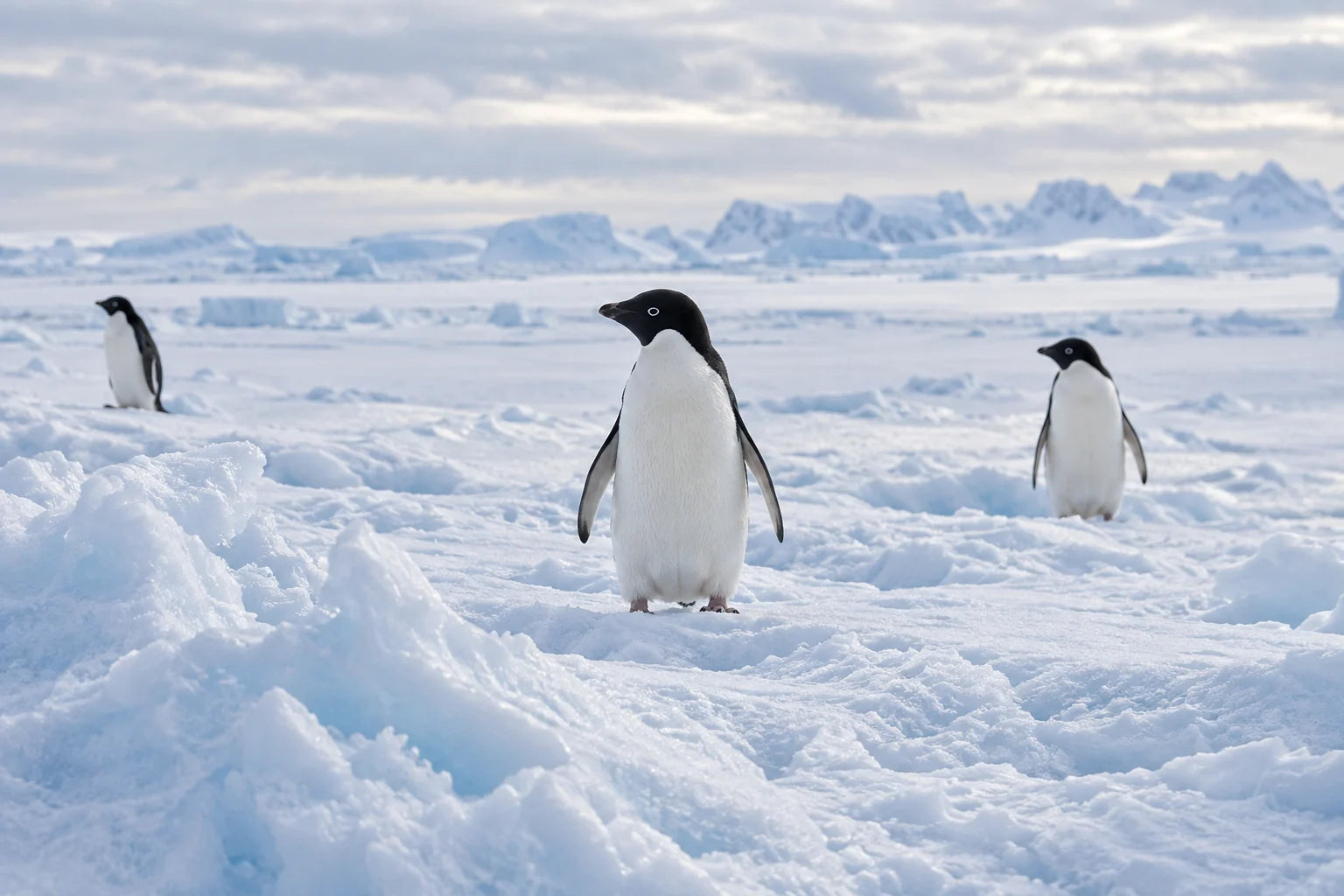 Motivvorschau „Adeliepinguine auf dem Meereis“ für Duschrückwand