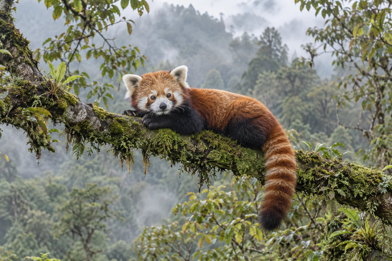 Motivvorschau „Roter Panda im nepalesischen Bergwald“ für Duschrückwand