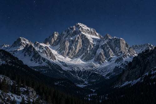 Motivvorschau „Bergmassiv unter klarem Nachthimmel“ für Duschrückwand