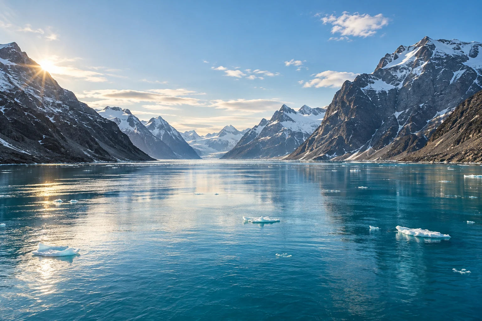 Motivvorschau „Eisfjord im klaren Polartag“ für Duschrückwand
