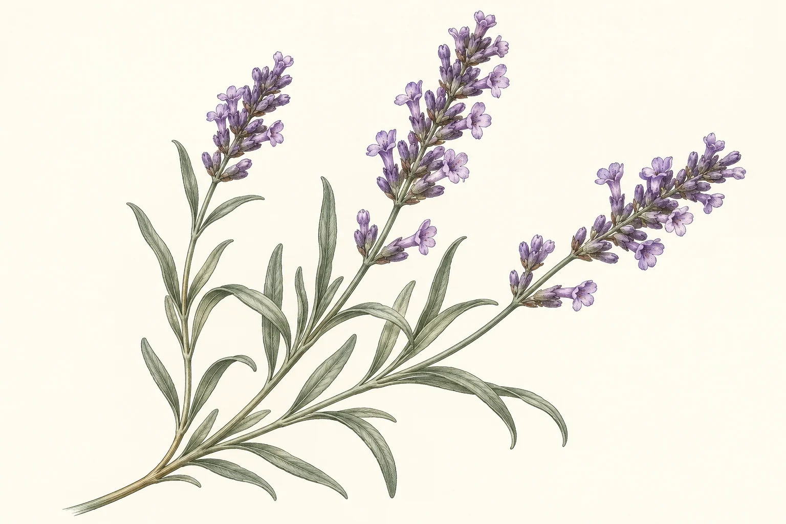 Motivvorschau „Lavendelzweige – Botanischer Stich“ für Duschrückwand