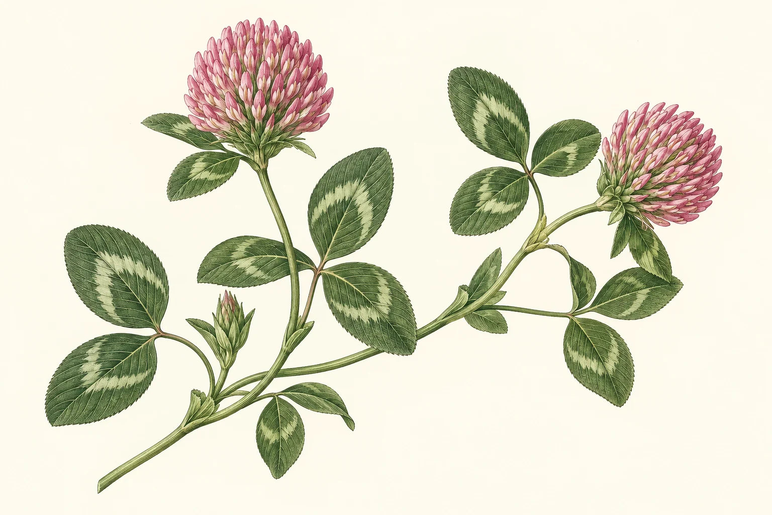 Motivvorschau „Rotklee am Wiesenrand – Botanischer Stich“ für Duschrückwand