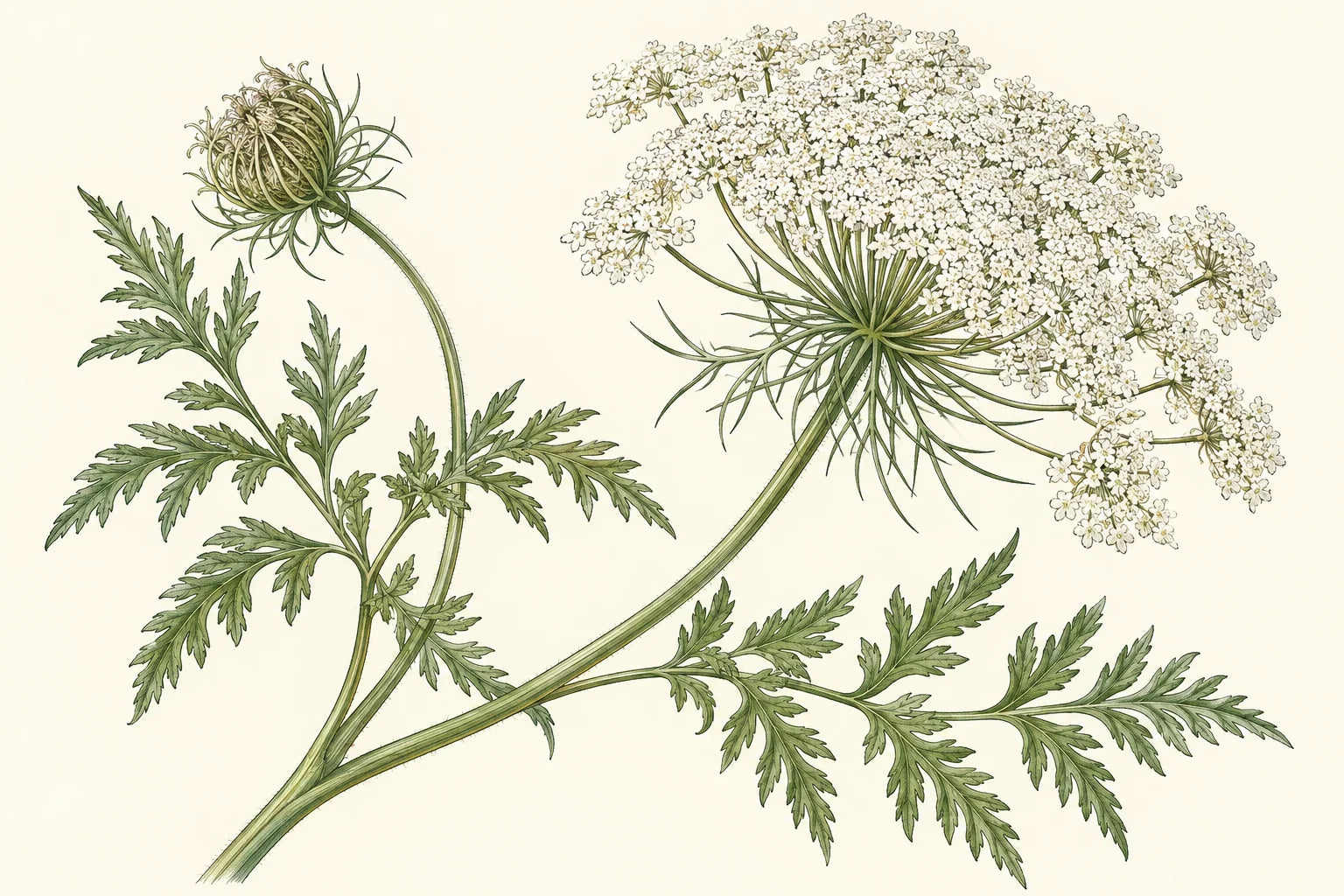 Motivvorschau „Wilde Möhre – Botanischer Stich“ für Duschrückwand