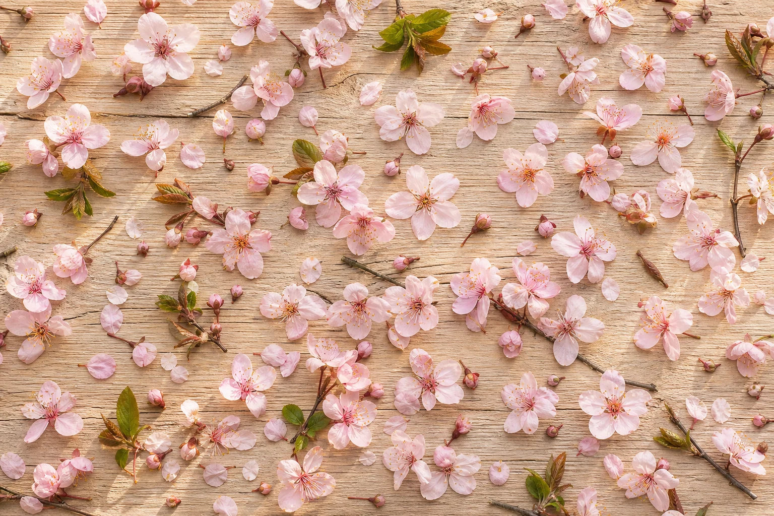 Motivvorschau „Frühlingsblüten auf Hellem Holz“ für Küchenrückwand